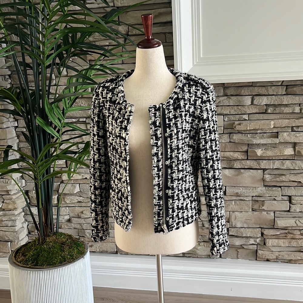 IRO Black and White Tweed Blazer